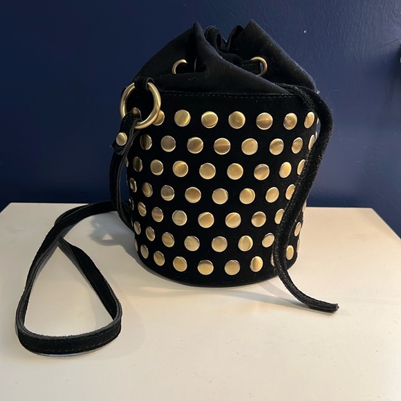 Urban Outfitters Handbags - Urban Outfitters Gold Studded Black Suede Handbag